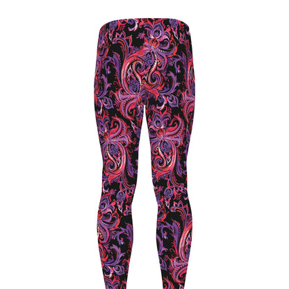 Purple Paisley Pattern Print Men's leggings