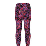 Purple Paisley Pattern Print Men's leggings
