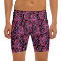 Purple Paisley Pattern Print Men's Long Boxer Briefs