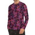 Purple Paisley Pattern Print Men's Long Sleeve Rash Guard