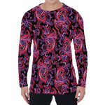 Purple Paisley Pattern Print Men's Long Sleeve T-Shirt