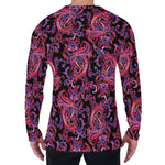Purple Paisley Pattern Print Men's Long Sleeve T-Shirt