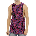 Purple Paisley Pattern Print Men's Muscle Tank Top