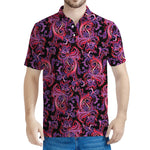 Purple Paisley Pattern Print Men's Polo Shirt