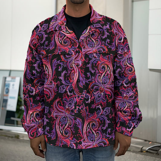 Purple Paisley Pattern Print Men's Shirt Jacket