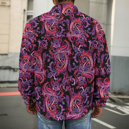 Purple Paisley Pattern Print Men's Shirt Jacket