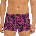 Purple Paisley Pattern Print Men's Short Boxer Briefs