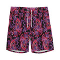 Purple Paisley Pattern Print Men's Athletic Shorts