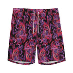 Purple Paisley Pattern Print Men's Sports Shorts