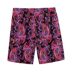 Purple Paisley Pattern Print Men's Sports Shorts