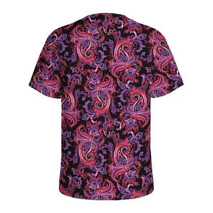 Purple Paisley Pattern Print Men's Sports T-Shirt