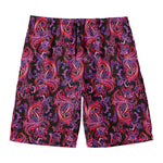 Purple Paisley Pattern Print Men's Swim Trunks