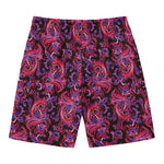 Purple Paisley Pattern Print Men's Swim Trunks