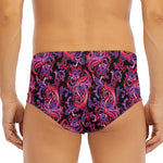 Purple Paisley Pattern Print Men's Triangle Swim Briefs