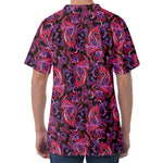 Purple Paisley Pattern Print Men's Velvet T-Shirt