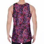 Purple Paisley Pattern Print Men's Velvet Tank Top