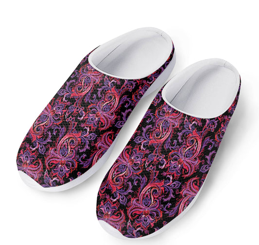 Purple Paisley Pattern Print Mesh Casual Shoes