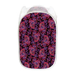 Purple Paisley Pattern Print Mesh Laundry Hamper