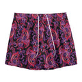 Purple Paisley Pattern Print Mesh Shorts
