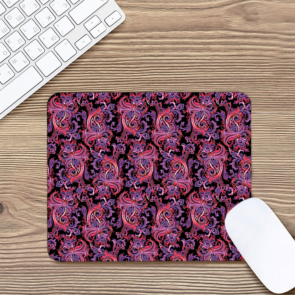 Purple Paisley Pattern Print Mouse Pad