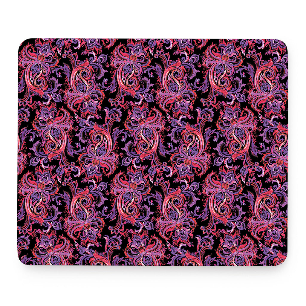 Purple Paisley Pattern Print Mouse Pad