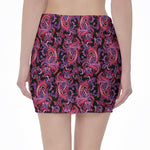 Purple Paisley Pattern Print Pencil Mini Skirt