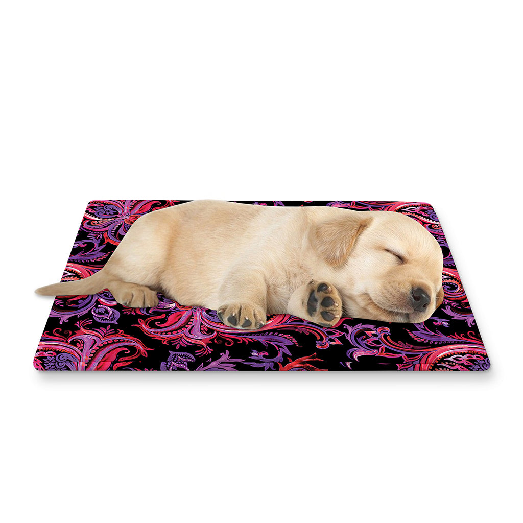 Purple Paisley Pattern Print Pet Cooling Mat Cover