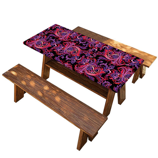 Purple Paisley Pattern Print Picnic Table Cover