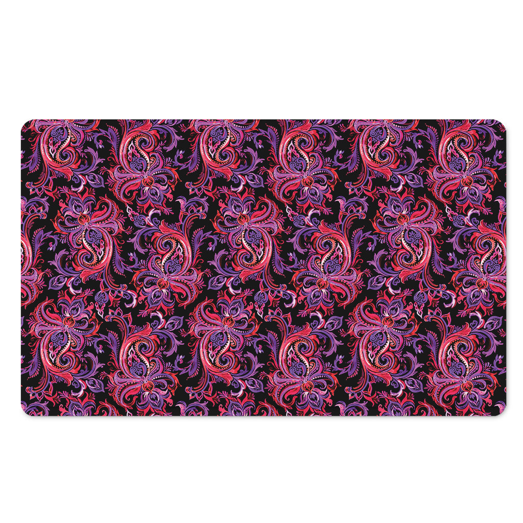 Purple Paisley Pattern Print Polyester Doormat