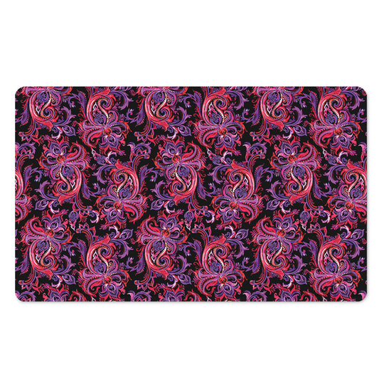Purple Paisley Pattern Print Polyester Doormat
