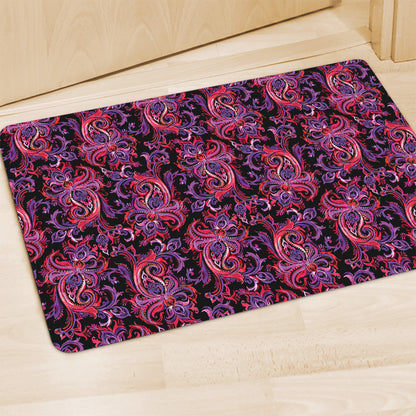 Purple Paisley Pattern Print Polyester Doormat