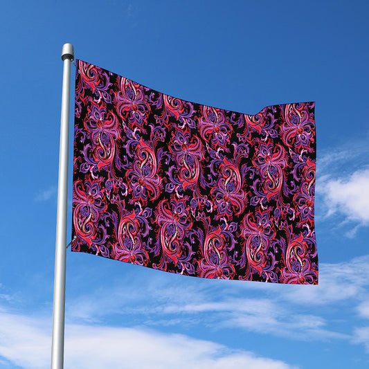 Purple Paisley Pattern Print Polyester Flag
