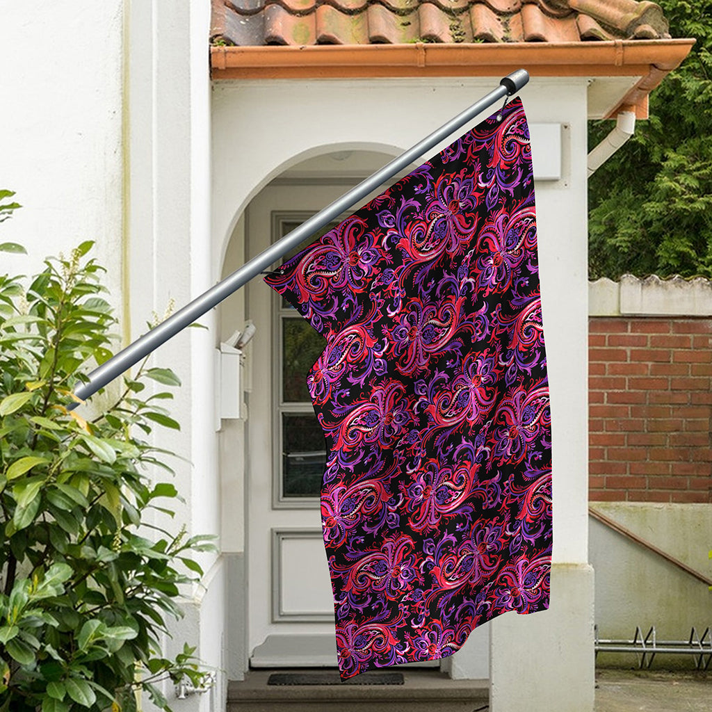 Purple Paisley Pattern Print Polyester Flag