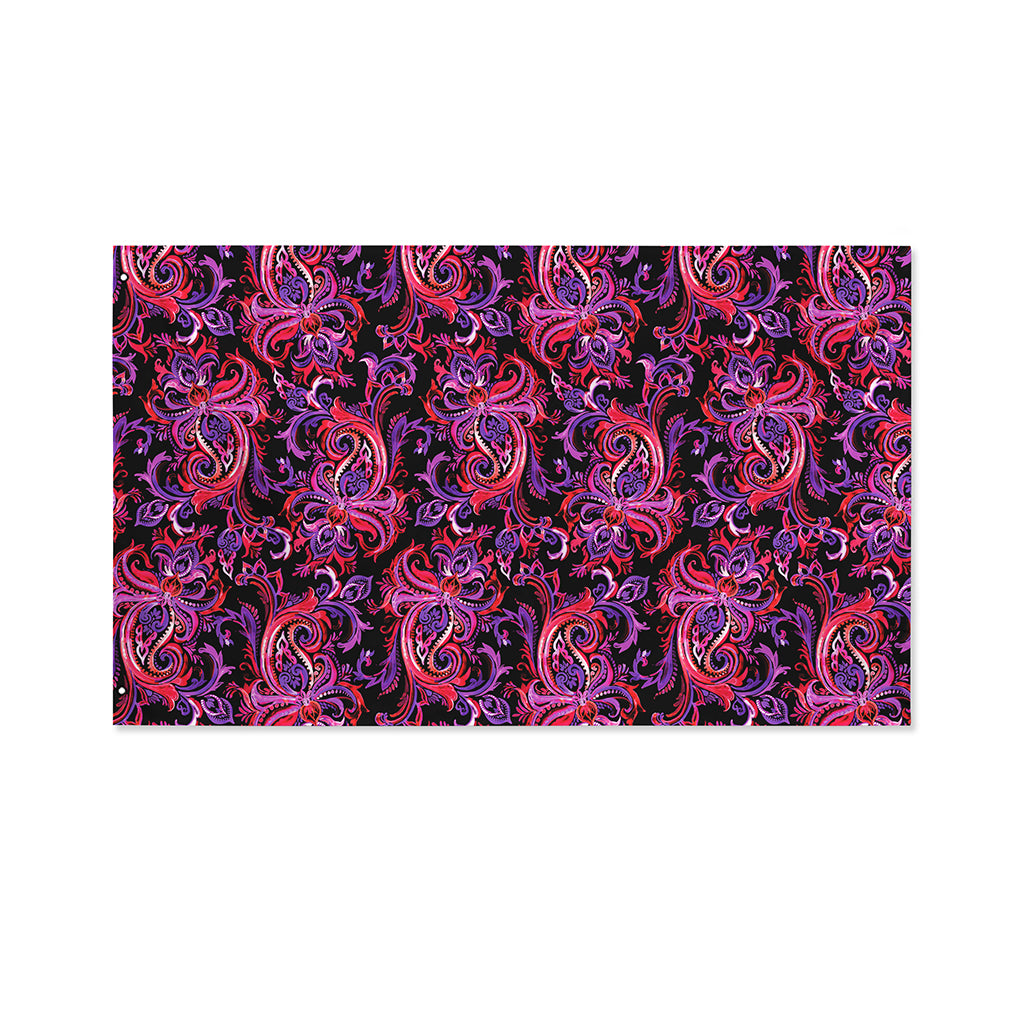 Purple Paisley Pattern Print Polyester Flag