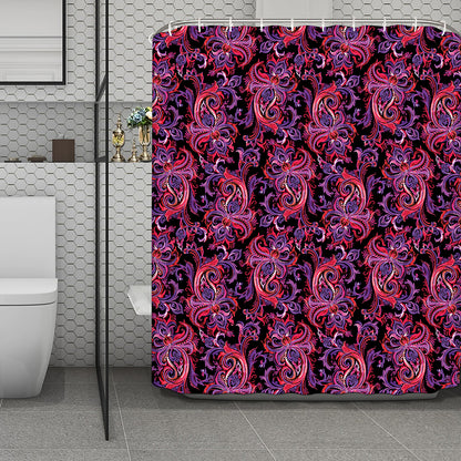 Purple Paisley Pattern Print Polyester Shower Curtain
