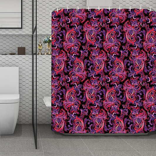 Purple Paisley Pattern Print Polyester Shower Curtain
