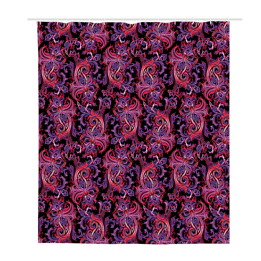 Purple Paisley Pattern Print Polyester Shower Curtain