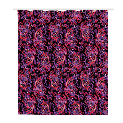 Purple Paisley Pattern Print Polyester Shower Curtain