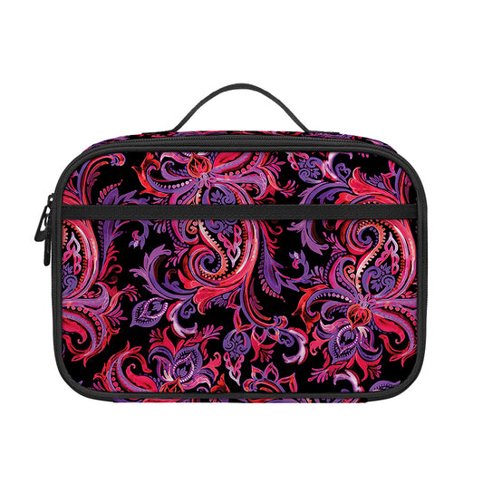 Purple Paisley Pattern Print Portable Lunch Bag