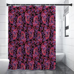 Purple Paisley Pattern Print Premium Shower Curtain