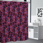 Purple Paisley Pattern Print Premium Shower Curtain