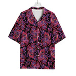 Purple Paisley Pattern Print Rayon Hawaiian Shirt