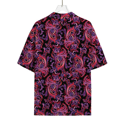 Purple Paisley Pattern Print Rayon Hawaiian Shirt