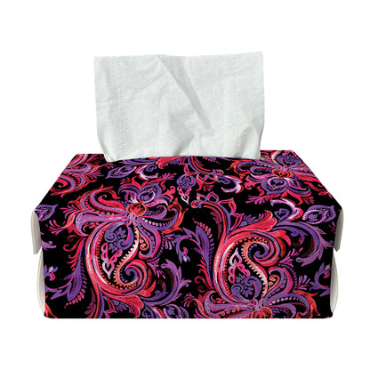 Purple Paisley Pattern Print Rectangle Tissue Box Cover