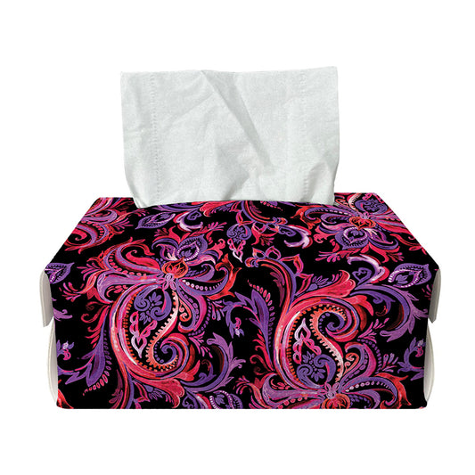 Purple Paisley Pattern Print Rectangle Tissue Box Cover