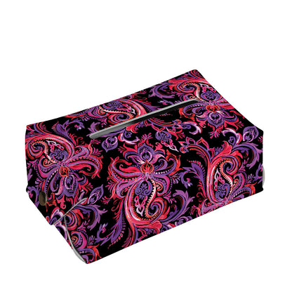 Purple Paisley Pattern Print Rectangle Tissue Box Cover