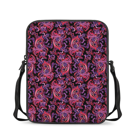 Purple Paisley Pattern Print Rectangular Crossbody Bag