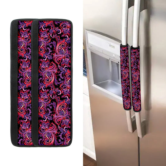 Purple Paisley Pattern Print Refrigerator Handle Covers