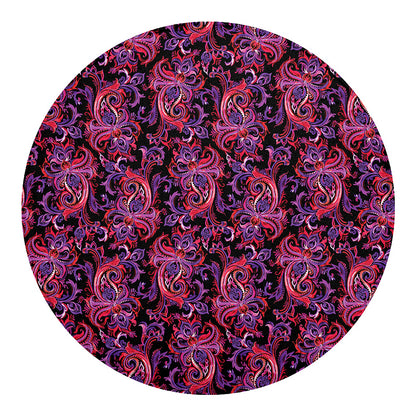 Purple Paisley Pattern Print Round Blanket