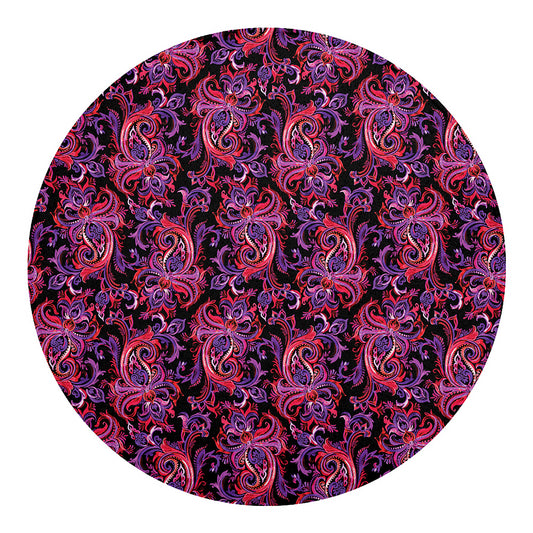 Purple Paisley Pattern Print Round Blanket